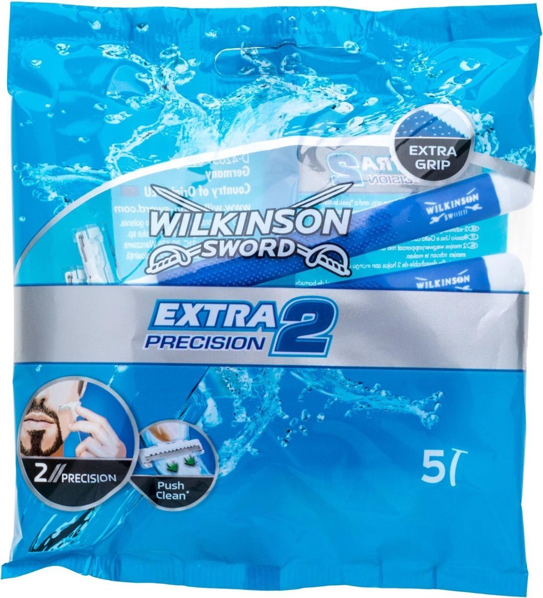 Wilkinson 20 x WILKINSON ZWART Razor Usa & gooit Extra2 Precisie Dubbel mes 5Pz