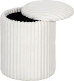 HOMCOM Opberghocker-Ribstof, Multiplex-35L x 35B x 45H cm-Wit
