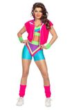 WILBERS & WILBERS - Neon aerobicsoutfit voor dames | 4-delig jaren 80-kostuum