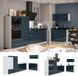 Vicco Keuken Fame-Line, Bleu foncé laqué/Blanc, 380 cm, WB Marbre