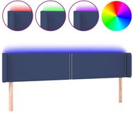 vidaXL Hoofdbord LED 203x16x78/88 cm stof blauw