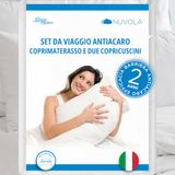 Allergosystem Cloud Anti-Dust Mite Travel Matrasbeschermer, 170x200x20 en Kussenhoes, 50x80, Polyester