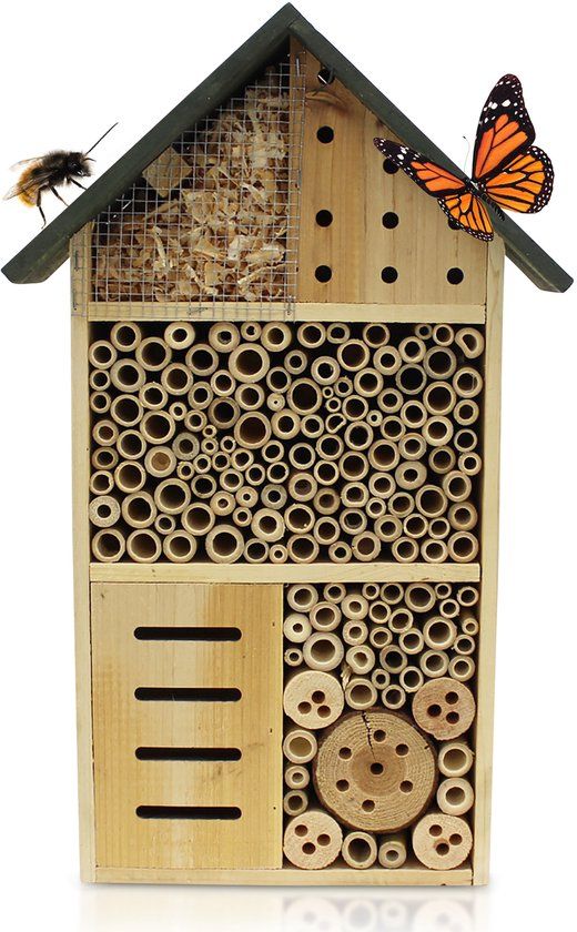 Muntel Insectenhotel XL - Vlinderhotel - Bijenhotel - Duurzaam - Hout - 10 x 30 x 50 cm