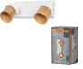 Osram LED Spot Half Wood Line Plafondspot 2x GU10, Wit/Hout decor, Staal/Rubberhout, draaibaar