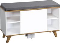 Kesper Schoenenkast met zitkussen - Wit - Grijs