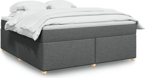 vidaXL Boxspring met matras stof donkergrijs 180x200 cm