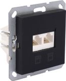 Q-Link Mql s-l inbouw contactdoos zwart tel/dat cat5e 2x8