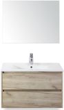 BES LED Dante Badmeubelset 80 cm - Craft Oak - Keramische Wastafel Wit Enjoy met Spiegel