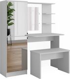Vicco Kaptafel Jasmin, Wit, 123 x 141.2 cm met spiegel en bank