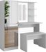 Vicco Kaptafel Jasmin, Wit, 123 x 141.2 cm met spiegel en bank