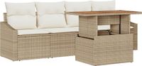 vidaXL Tuinbank Set 5-delig Beige Polyrattan