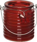 Decoris Citronella kaars - in windlicht - rood - 20 branduren - citrusgeur