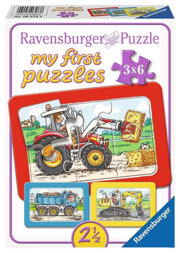 Ravensburger Graafmachine, tractor en kiepauto - Puzzel - 2+ jaar