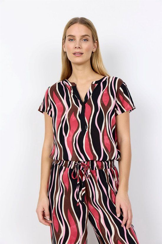 Soyaconcept Cammi-1 V-hals Korte Mouw Jersey Top Vrouwen Fuchsia XL