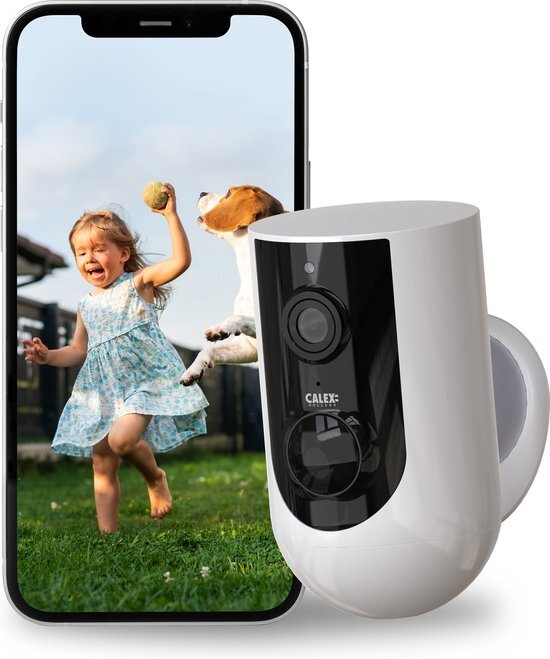Calex Draadloos Outdoor Camera - 2K Beveiligingscamera Batterij - voor Buiten wit