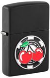 Zippo Sturmfeuerzeug - Poker Chip with Cherries - Black Matte Finish, Emblem - Nachfüllbar - Wiederverwendbar - Windfestes Design - Geschenkbox - Made in USA