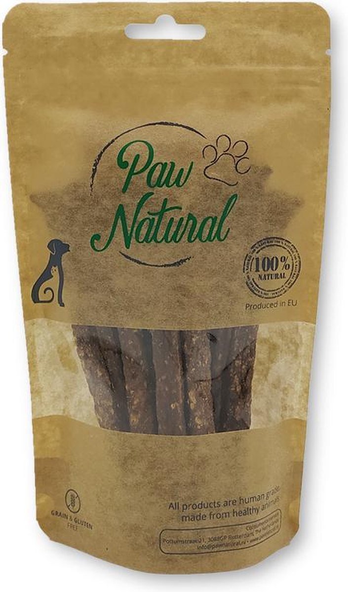 Paw Natural Puur Kangoeroe Sticks Snacks voor Honden, Training Traktaties Beloningen 150g. Graan en Glutenvrij Naturel Hondenvoer voor dieren, alle rassen