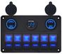ProRide Schakelpaneel 12V voor Auto/Boot - USB Lader 4 poorten met Voltmeter - QC3.0 - 6 Schakelaars