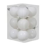 Othmar Decorations 12x Witte kunststof kerstballen 6 cm - Glans/mat/glitter - Onbreekbare plastic kerstballen wit