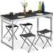 Relaxdays Campingtafelset, 4 krukjes, klaptafel, hoogte verstelbaar, 120 x 60 cm, zilver/grijs