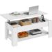 Yaheetech table basse avec plateau relevable - compartiment de rangement dissimulé et étagère - blanche - 120 x 59 x 49,5 cm