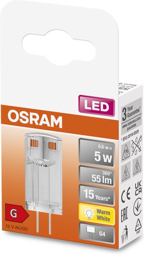 Osram LED Capsule G4 - 0.6W - 55lm - 2700K - Warm White - 4 Year Warranty