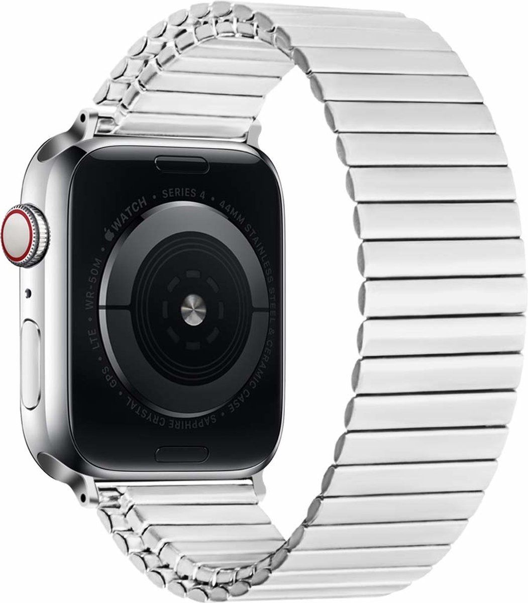 Strap-it Apple Watch stalen rekband - zilver - Maat: 42 - 44 - 45 - 49mm - M/L