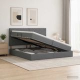 vidaXL Opslag bed met matras Donkergrijs 200 x 200 cm Stof