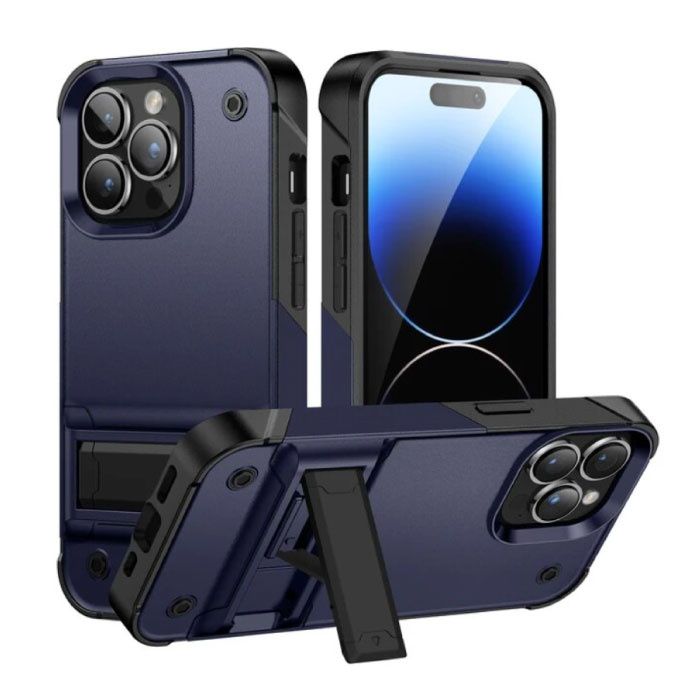 Huikai iPhone 11 Armor Hoesje met Kickstand - Shockproof Cover Case - Blauw