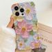 Fleurs Coque iPhone 15 Pro Max en TPU peinture à l'huile à bords ondulés