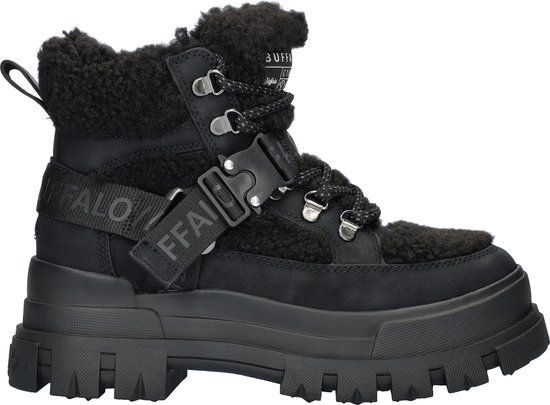 Buffalo Aspha Com Mid Warm dames veterboot - Zwart - Maat 40