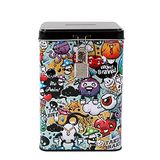 I-TOTAL® - Grappige spaarpot met hangslot en sleutel/portemonnee van metaal met sluiting (graffiti)
