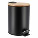 Tendance Badkamer prullenbak/afvalbak Bamboo vibe - soft close - zwart - 3 liter - metaal