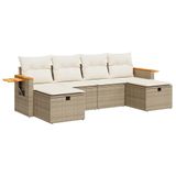 vidaXL Loungeset met Kussens, Poly Rattan, Beige
