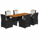 vidaXL 7-delige Tuinset met Kussens Poly Rattan Zwart