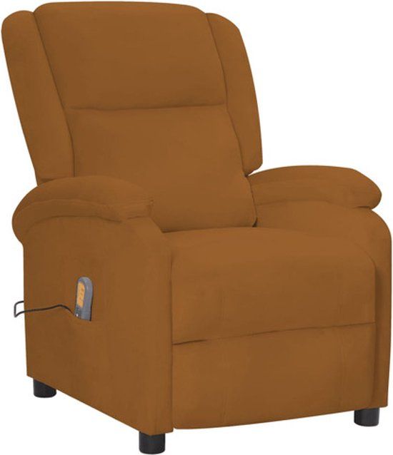 vidaXL Massagestoel fluweel bruin