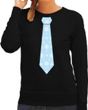 Bellatio Decorations Kersttrui/sweater sneeuwvlokken - zwart - dames XL