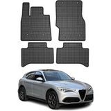 Omac Tapis De Sol Toutes Saisons En Caoutchouc Compatible Avec Alfa Romeo Stelvio 2016 À 2023, Revêtement De Sol Pour Voiture - Intérieur Antidérapant - Bords Hauts Noir