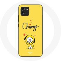 Maniacase Hoesje voor Samsung Galaxy A03 BTS Bangtan Boys BT21 Chimmy Jimin Gele achtergrond