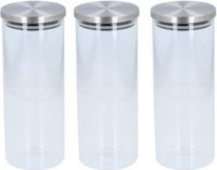 Alpina Voorraadpot - 3x - 1500 ml - snoeppot - glas - 10 x 25 cm - met RVS deksel