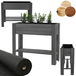MODO24 Jardinière sur pieds en bois, compartiment de rangement, bac à plantes, pin, résistant aux intempéries, balcon, jardin, 80x34x78 cm, gris imprégné, ZE1
