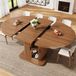 OKWISH Eettafel - Uitschuifbaar Ovaal Tafelblad Met Opbergruimte - 110-149,8 x 110 x 75 cm - Schuifdeuren - MDF Metaal Houtkleur