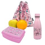 Nerthus FIH 1023 roestvrij stalen fles set lunchbox en rugzak kinderen unicorns school