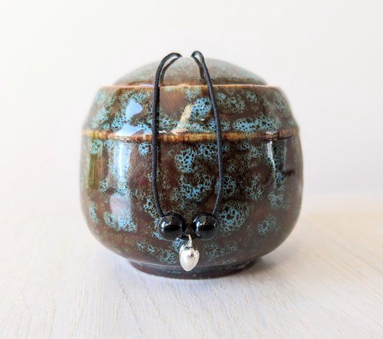 Mapart Keramiek Mini Urn Bruinblauw Hart 70ml - 5.5cm - Volwassenen