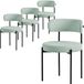 ML-Design eetkamerstoelen set van 4, keukenstoel in teddy stof groen, woonkamerstoel met rugleuning, gestoffeerde stoelen met zwarte metalen poten
