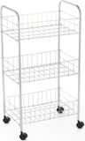 MSV Keukenwagen met 3 niveaus in chroom, verchroomd staal, zilver, 68 x 27 x 26,5 cm