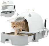 PawHut Kattenbak RVS 52x42x39 cm Grijs