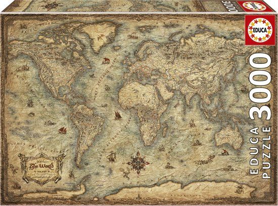 Educa - Puzzel - Antieke wereldkaart - 3000 stukjes - Legpuzzel