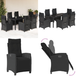 Ensemble de salle à manger de jardin avec coussins 7 pièces en résine tressée noire - Chaise de jardin - Table de jardin