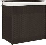 vidaXL Wasmand met 2 vakken 53x35x57 cm poly rattan donkerbruin